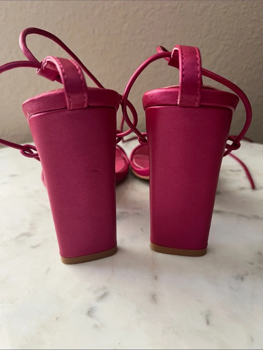 Billini Fuchsia Lace-Up Square Toe Heels